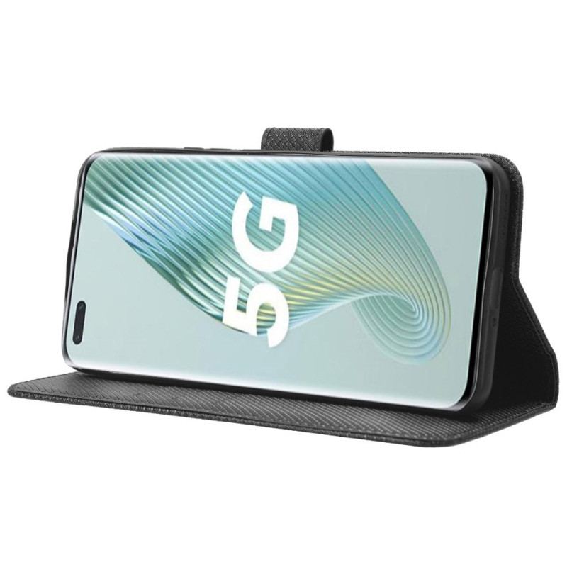 Capa Flip Para Honor Magic 5 Pro De Cordão Couro Falso Estiloso Com Tiras