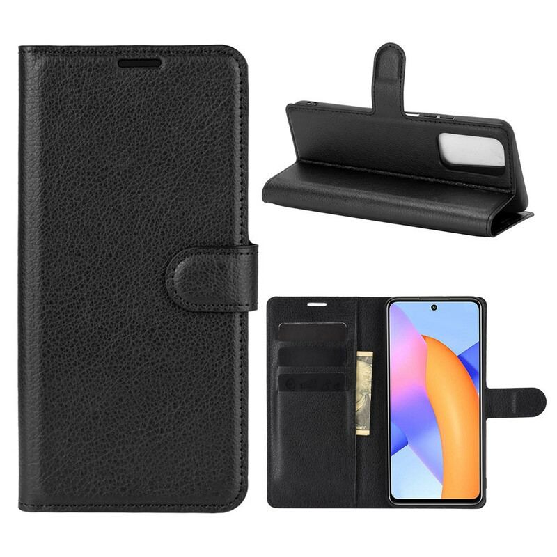 Capa De Couro Para Honor 10X Lite Lichia Clássica