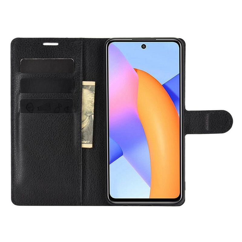 Capa De Couro Para Honor 10X Lite Lichia Clássica