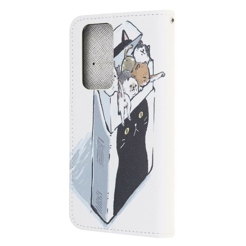 Capa Flip Para Honor 10X Lite De Cordão Gatos De Entrega Com Tangas