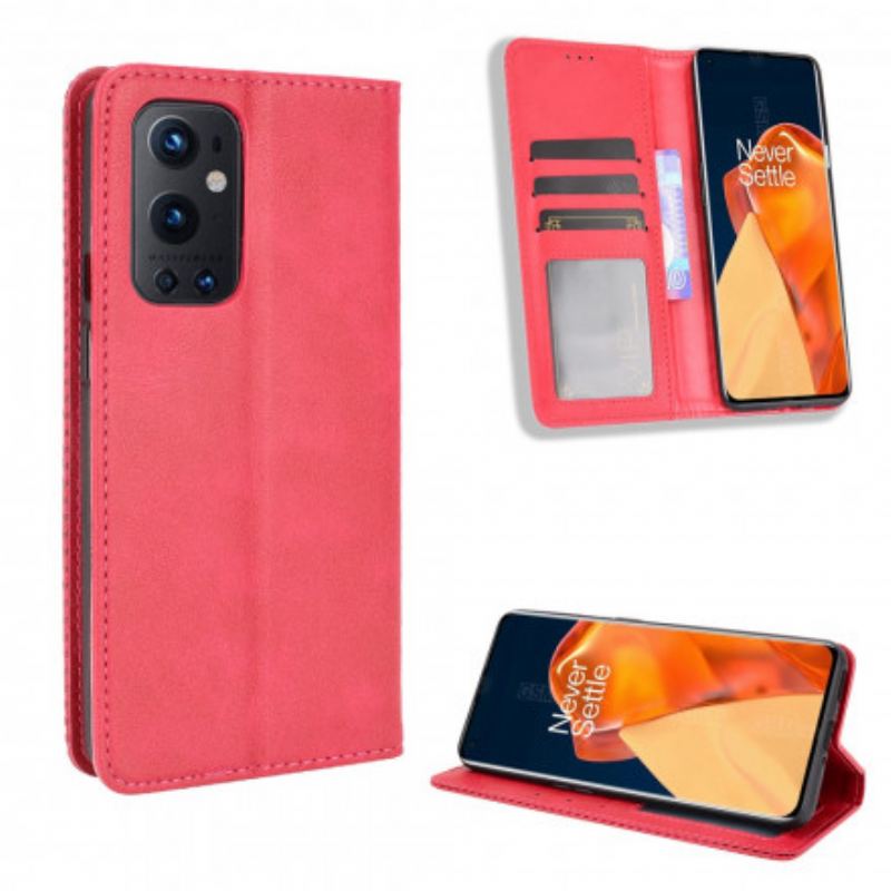 Capa De Celular Para OnePlus 9 Pro Flip Efeito Couro Vintage Estilizado