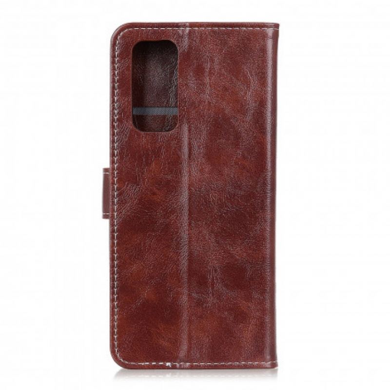 Capa De Couro Para OnePlus 9 Pro Costuras Brilhantes E Expostas