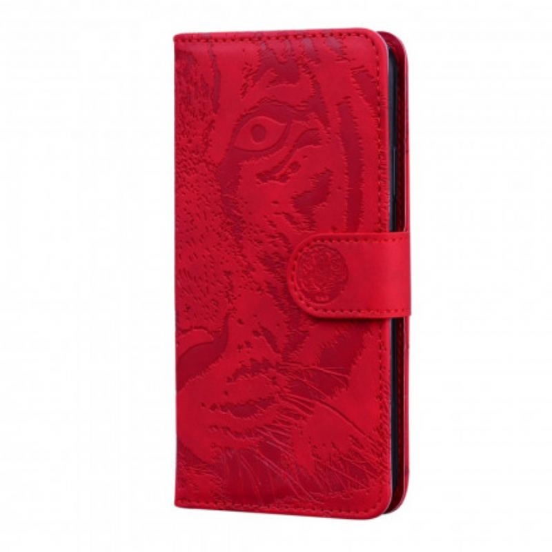 Capa De Couro Para OnePlus 9 Pro Estampa Cara De Tigre
