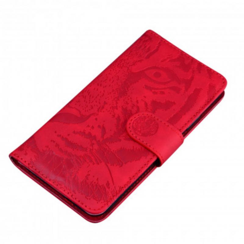 Capa De Couro Para OnePlus 9 Pro Estampa Cara De Tigre