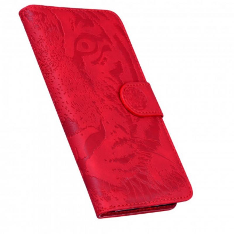 Capa De Couro Para OnePlus 9 Pro Estampa Cara De Tigre