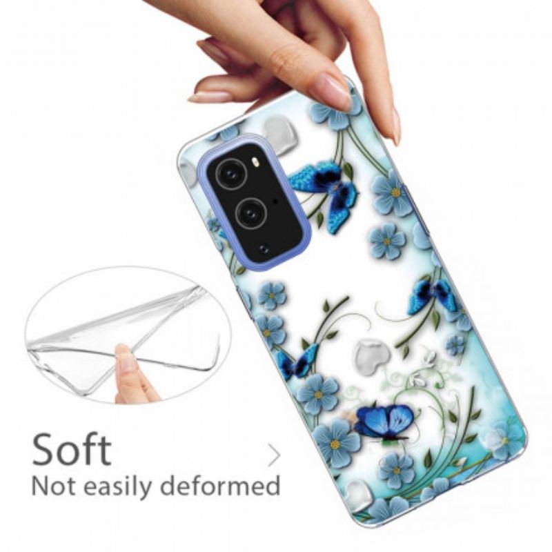 Capa Para OnePlus 9 Pro Borboletas E Flores Retrô