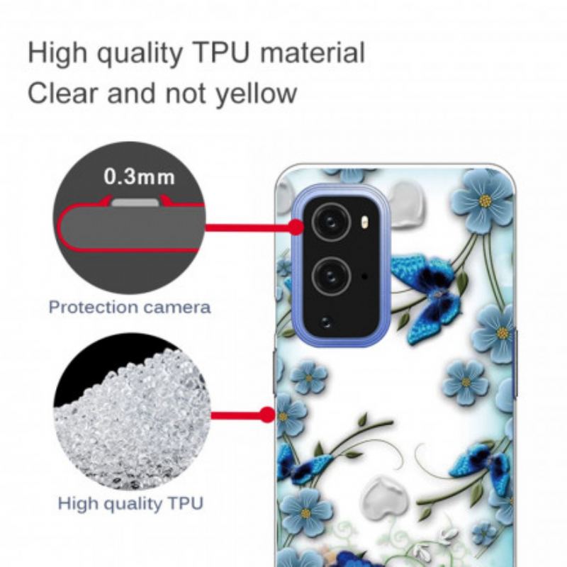 Capa Para OnePlus 9 Pro Borboletas E Flores Retrô