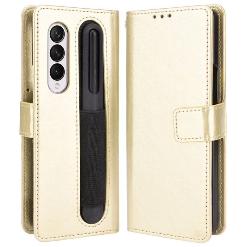 Capa De Couro Para Samsung Galaxy Z Fold 4 De Cordão Strappy Empresarial Retrô