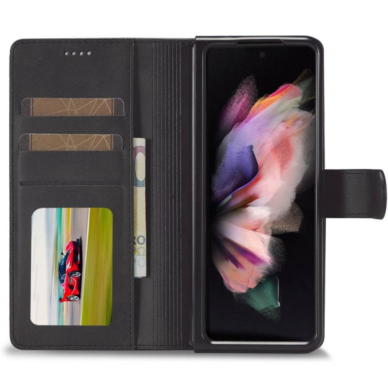 Capa Em Pele Para Samsung Galaxy Z Fold 4 Lc. Imeeke Clássico Couro Falso