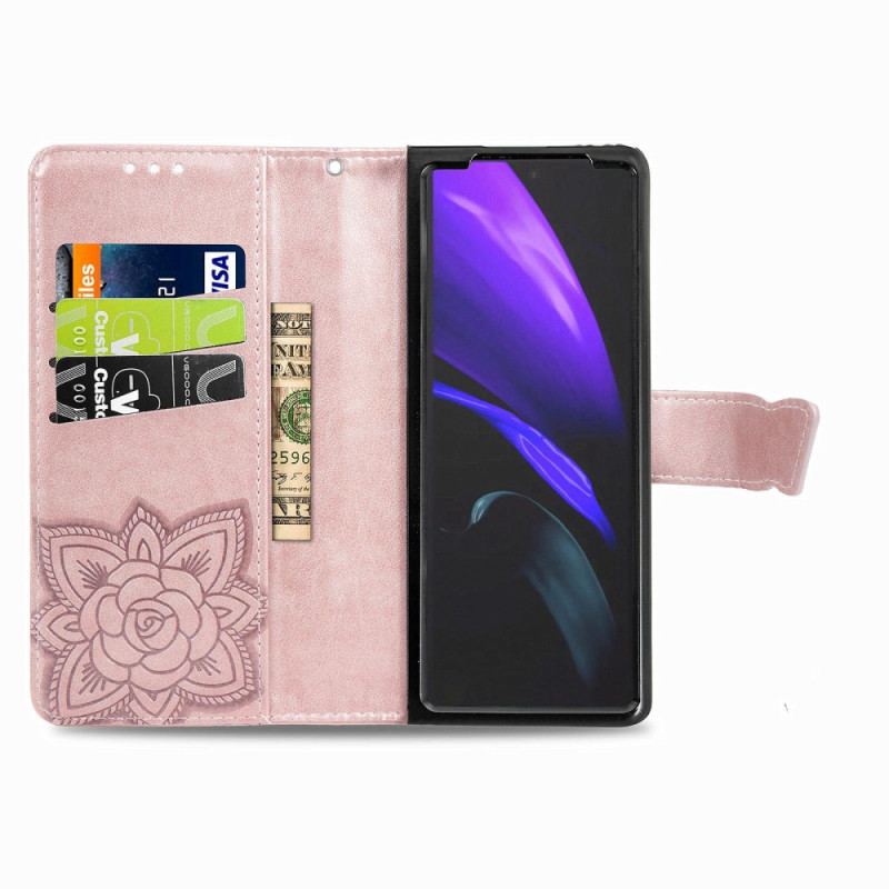 Capa Flip Para Samsung Galaxy Z Fold 4 Borboleta Gigante