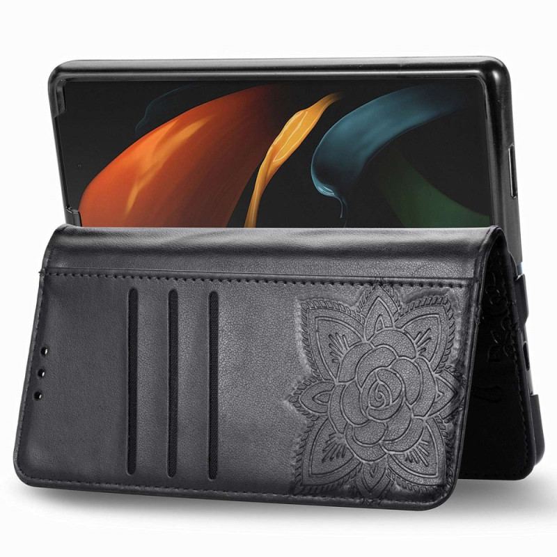 Capa Flip Para Samsung Galaxy Z Fold 4 Borboleta Gigante