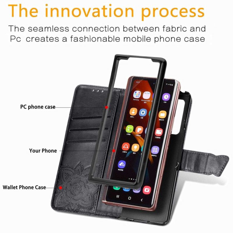 Capa Flip Para Samsung Galaxy Z Fold 4 Borboleta Gigante