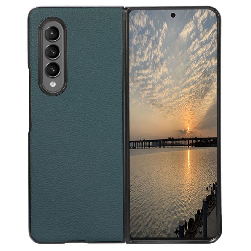 Capa Para Samsung Galaxy Z Fold 4 Couro Falso Efeito Retrô Lichia