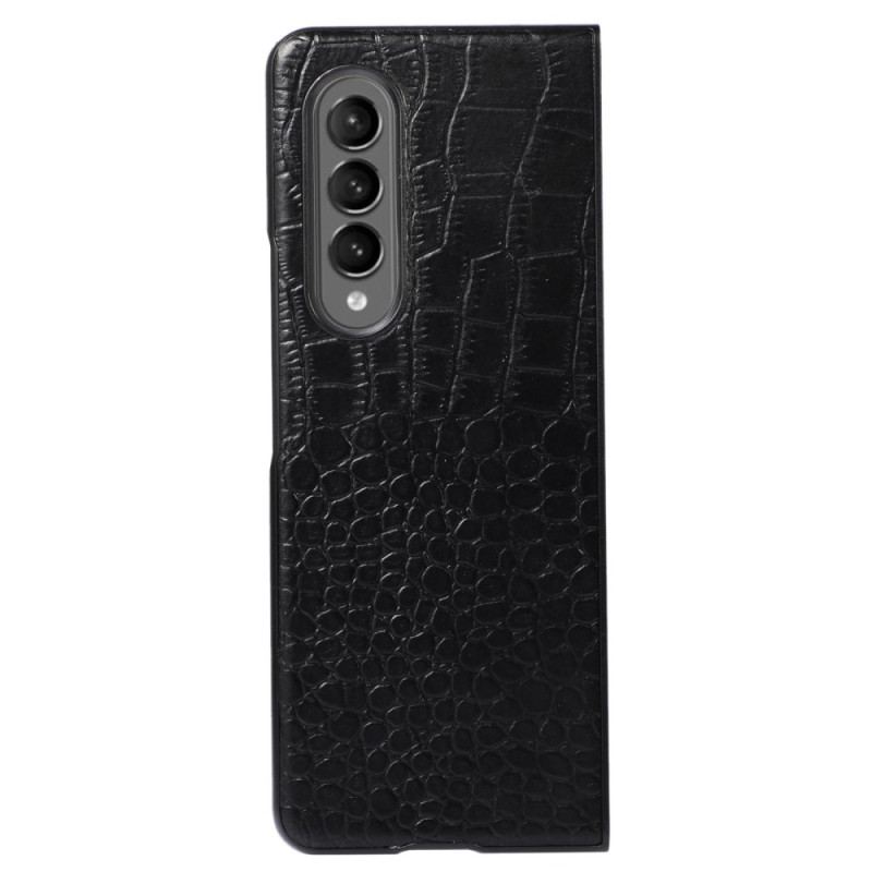 Capa Para Samsung Galaxy Z Fold 4 Couro Genuíno Com Efeito De Crocodilo Da Moda