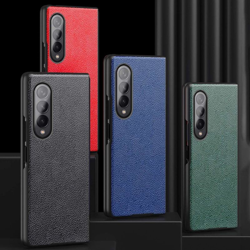 Capa Para Samsung Galaxy Z Fold 4 Couro Sintético Revestido De Lichia