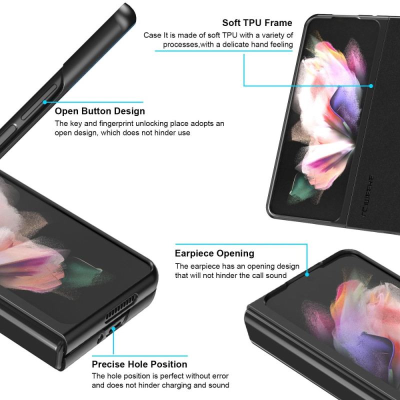 Capa Para Samsung Galaxy Z Fold 4 Lc. Couro Sintético Macio Imeeke