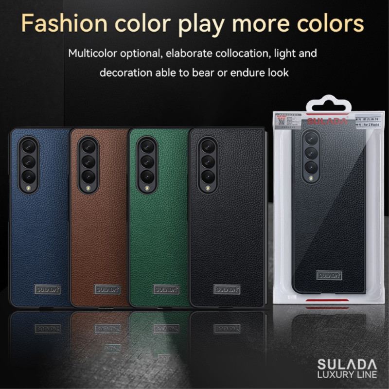 Capa Para Samsung Galaxy Z Fold 4 Sulada Litchi Couro Sintético