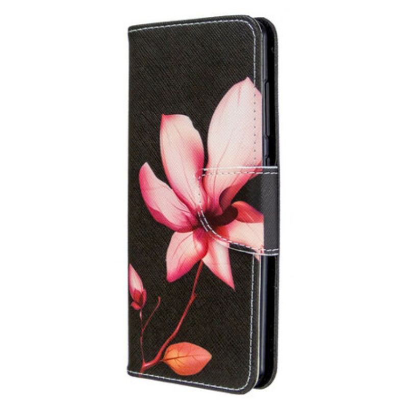 Capa De Couro Para Samsung Galaxy A41 Flor Rosa