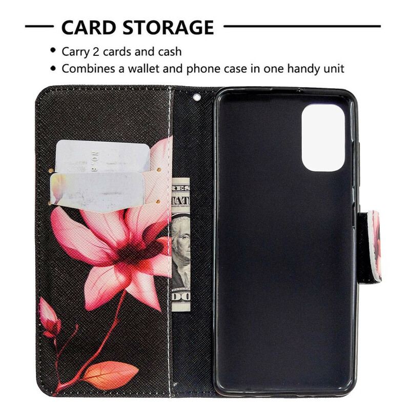 Capa De Couro Para Samsung Galaxy A41 Flor Rosa