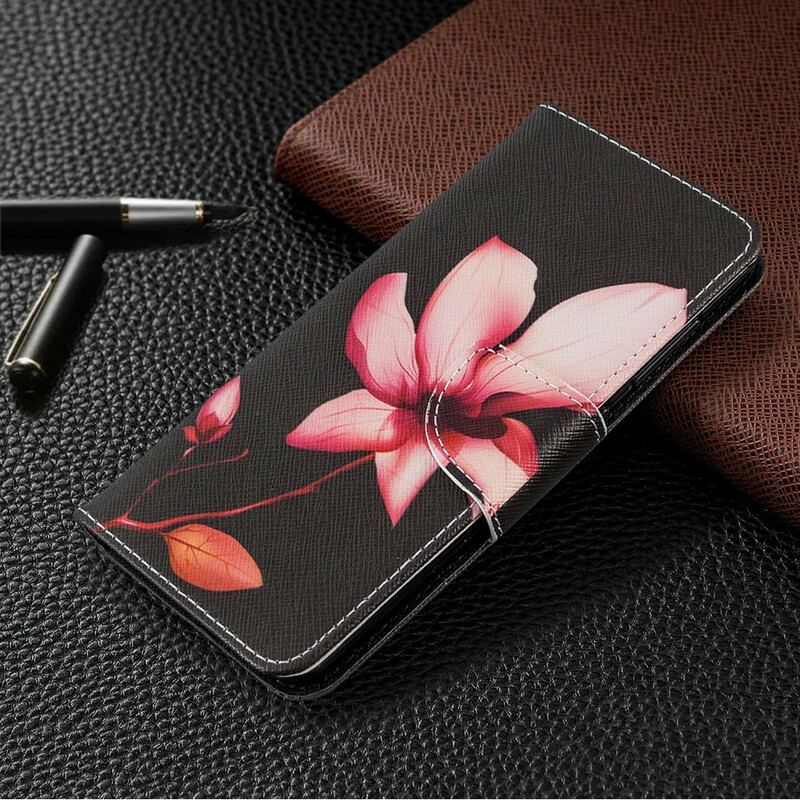Capa De Couro Para Samsung Galaxy A41 Flor Rosa