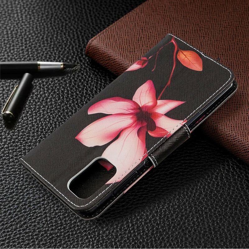 Capa De Couro Para Samsung Galaxy A41 Flor Rosa