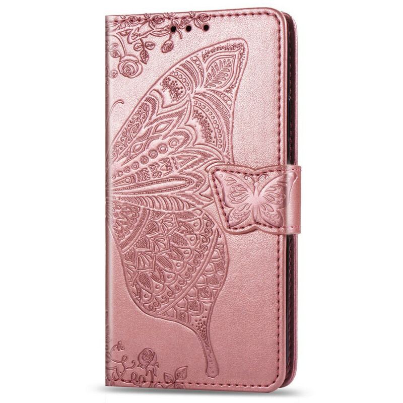 Capa De Couro Para Samsung Galaxy A41 Meia Borboleta