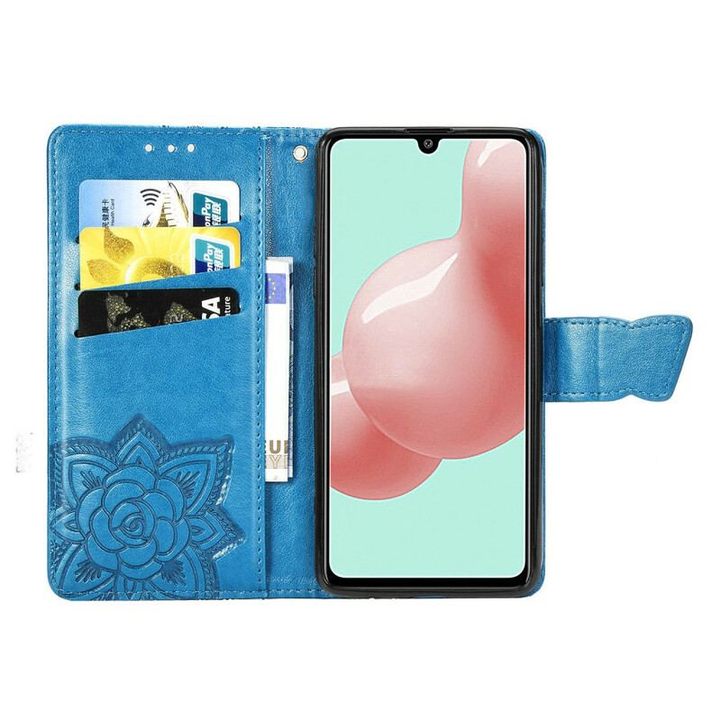 Capa De Couro Para Samsung Galaxy A41 Meia Borboleta