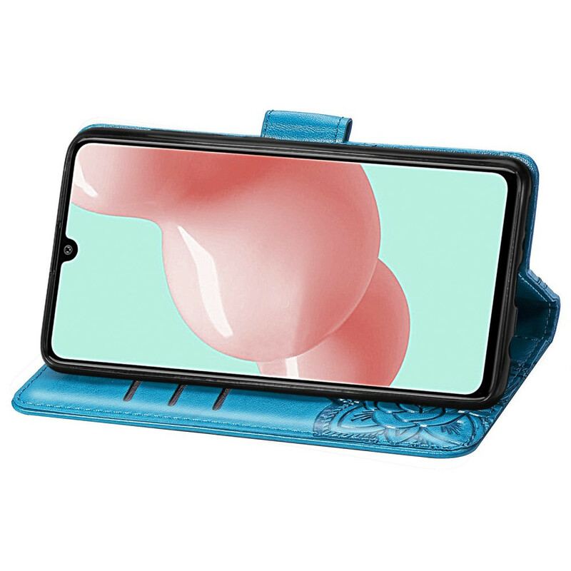 Capa De Couro Para Samsung Galaxy A41 Meia Borboleta