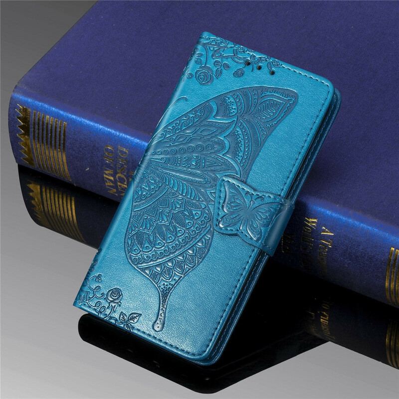 Capa De Couro Para Samsung Galaxy A41 Meia Borboleta