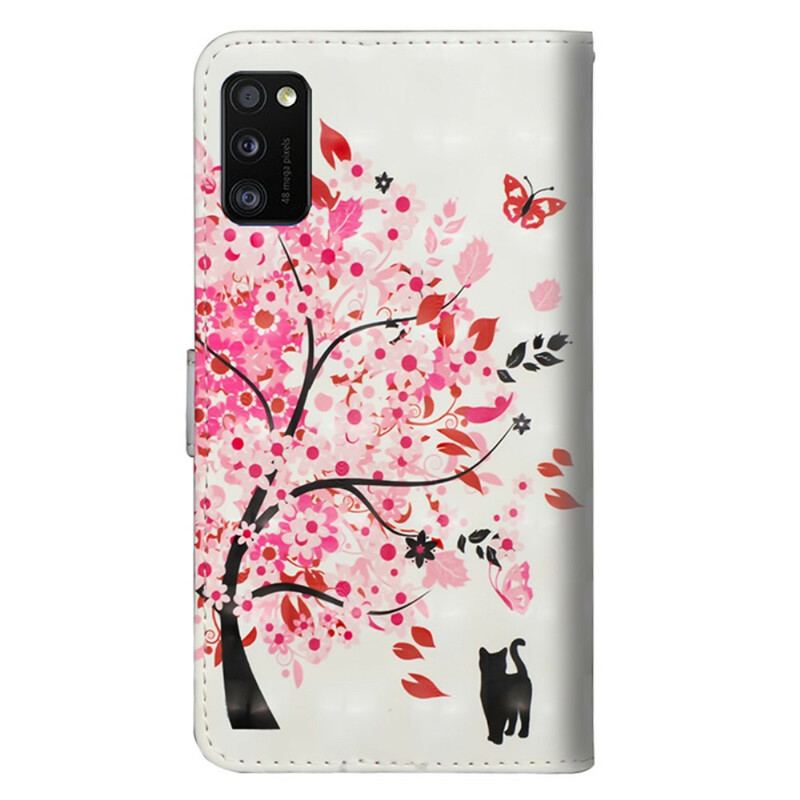 Capa Flip Para Samsung Galaxy A41 Árvore Rosa