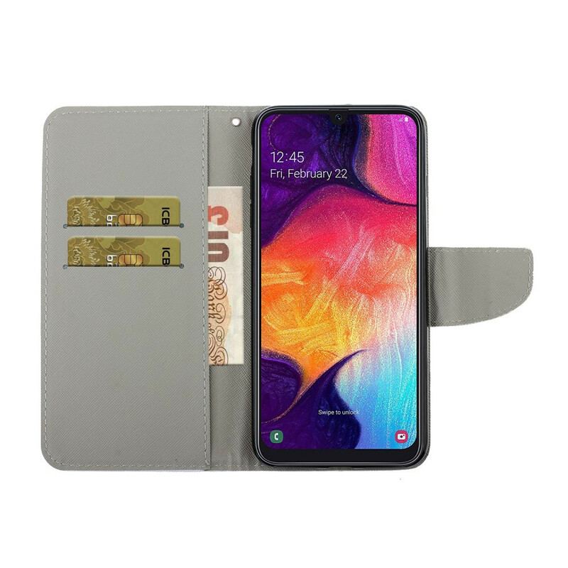 Capa Flip Para Samsung Galaxy A41 De Cordão Fio Dental Margaridas