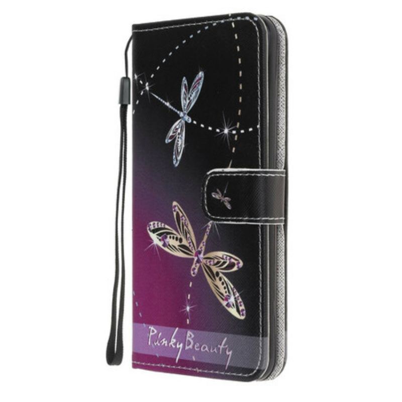 Capa Flip Para Samsung Galaxy A41 De Cordão Libélulas Strappy