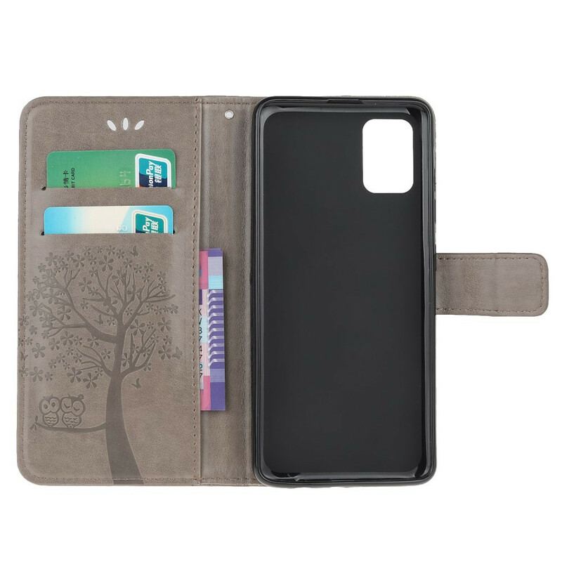 Capa Flip Para Samsung Galaxy A41 De Cordão Tanga E Corujas