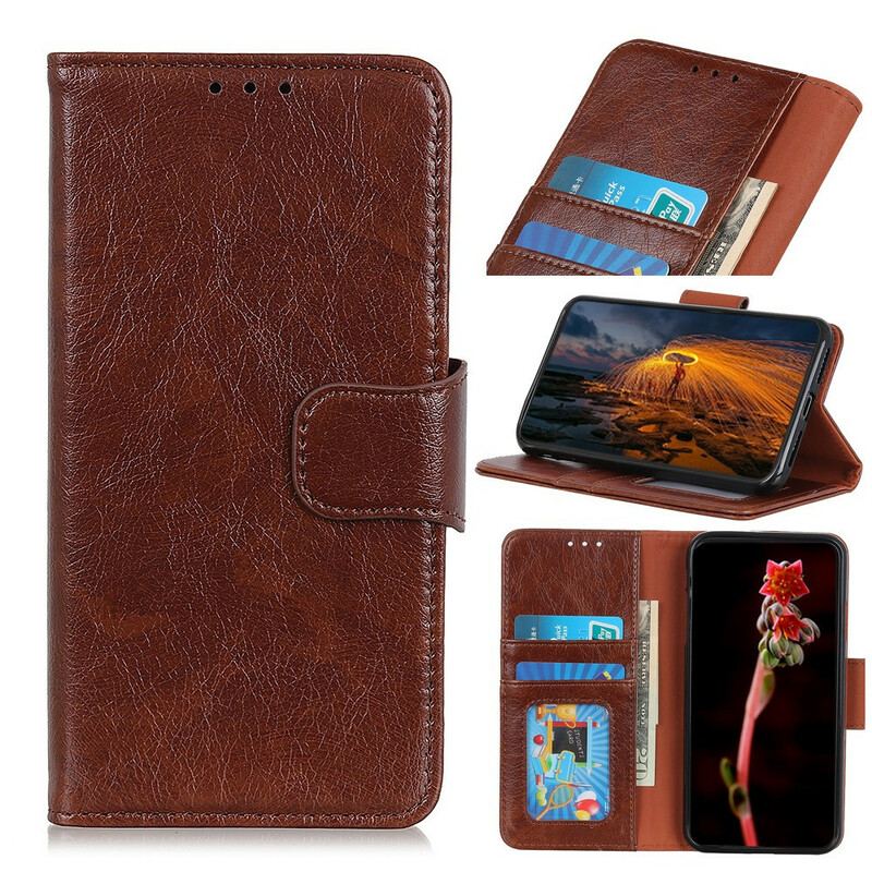 Capa Flip Para Samsung Galaxy A41 Couro Napa Rachado
