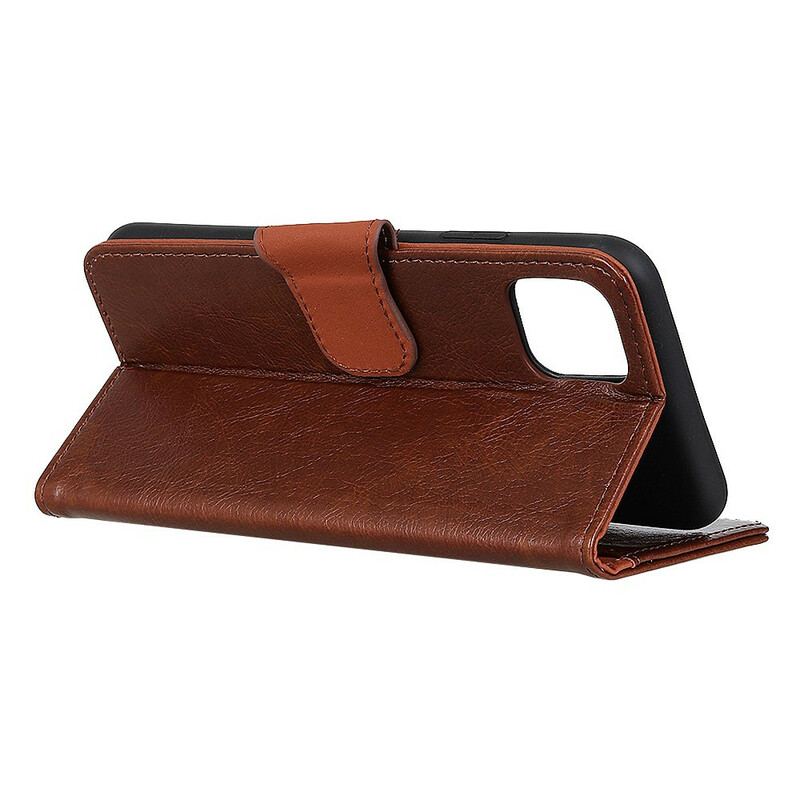 Capa Flip Para Samsung Galaxy A41 Couro Napa Rachado