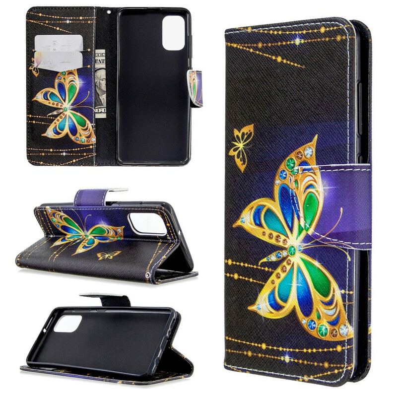 Capa Folio Para Samsung Galaxy A41 Borboletas Reis