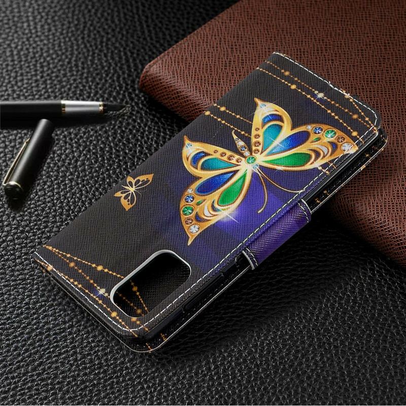 Capa Folio Para Samsung Galaxy A41 Borboletas Reis