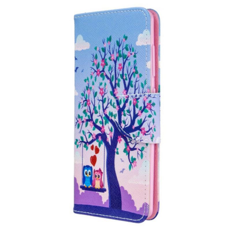 Capa Folio Para Samsung Galaxy A41 Corujas No Balanço