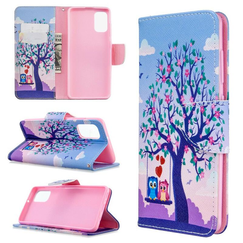 Capa Folio Para Samsung Galaxy A41 Corujas No Balanço
