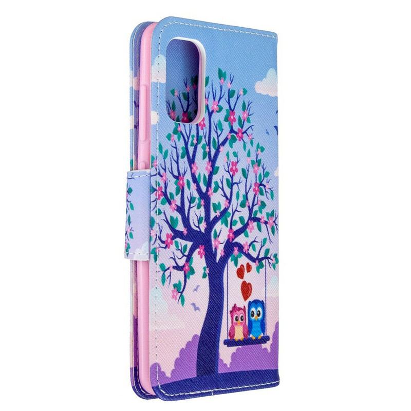 Capa Folio Para Samsung Galaxy A41 Corujas No Balanço