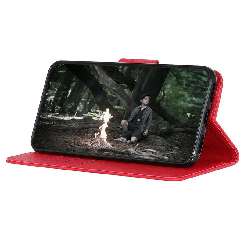 Capa Folio Para Samsung Galaxy A41 Couro Sintético De Lichia Simples