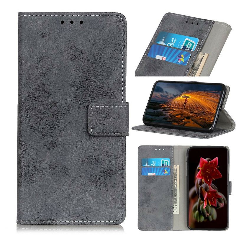 Capa Folio Para Samsung Galaxy A41 Efeito Couro Vintage