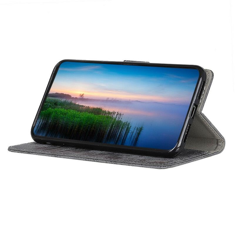 Capa Folio Para Samsung Galaxy A41 Efeito Couro Vintage