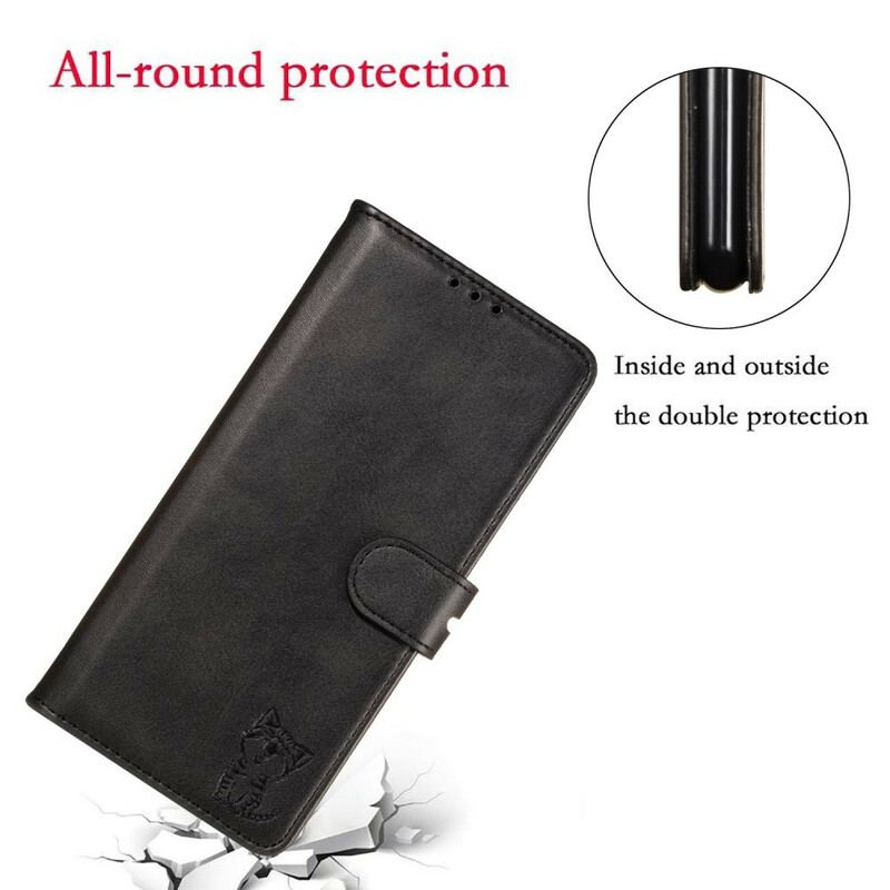 Capa Folio Para Samsung Galaxy A41 Gatinho De Couro Falso