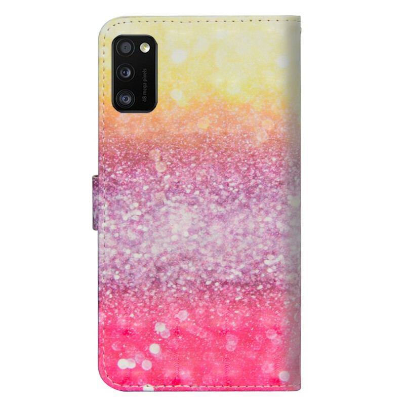 Capa Folio Para Samsung Galaxy A41 Gradiente Glitter Magenta