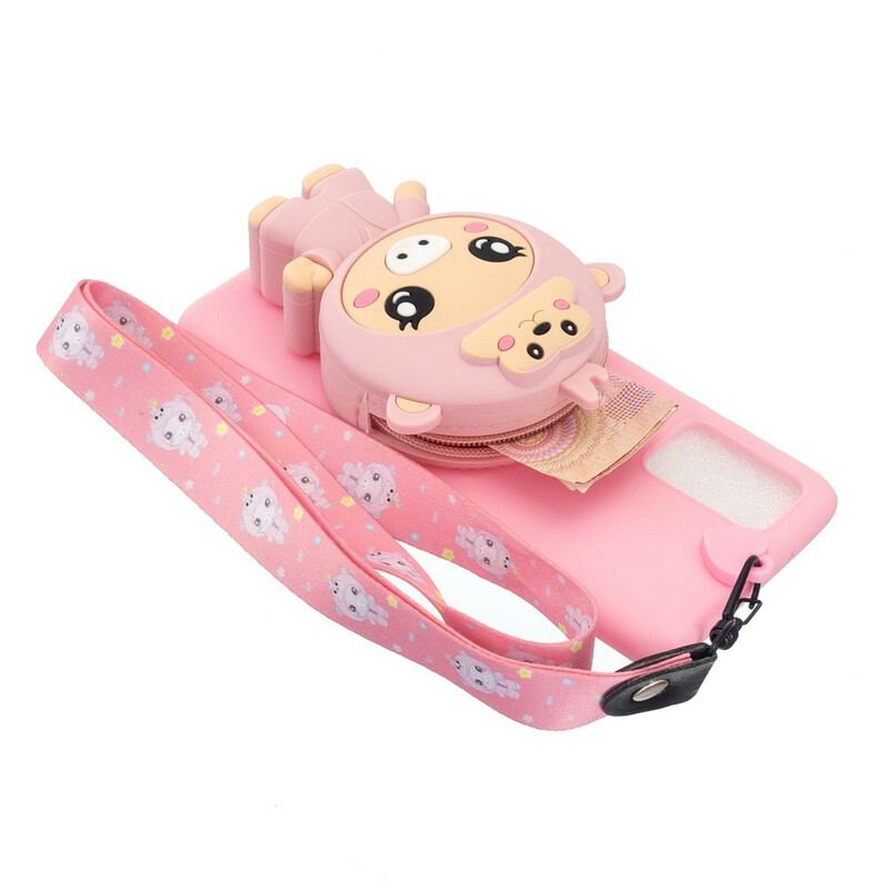 Capa Para Samsung Galaxy A41 Porco 3d Com Cordão De Mosquetão