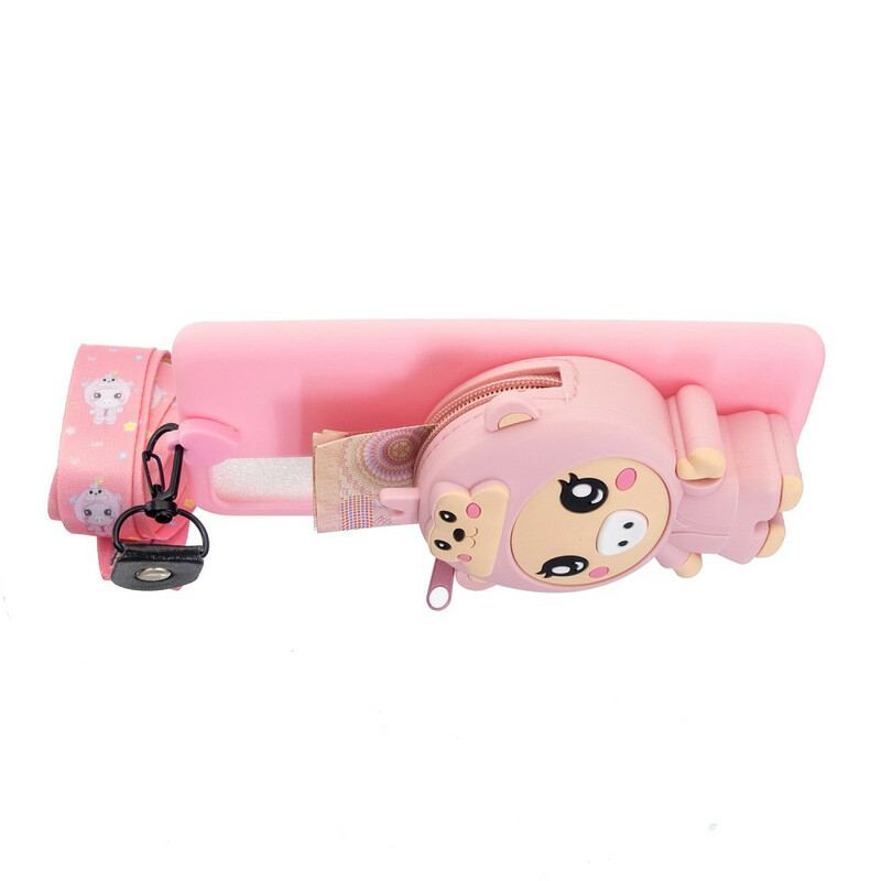 Capa Para Samsung Galaxy A41 Porco 3d Com Cordão De Mosquetão