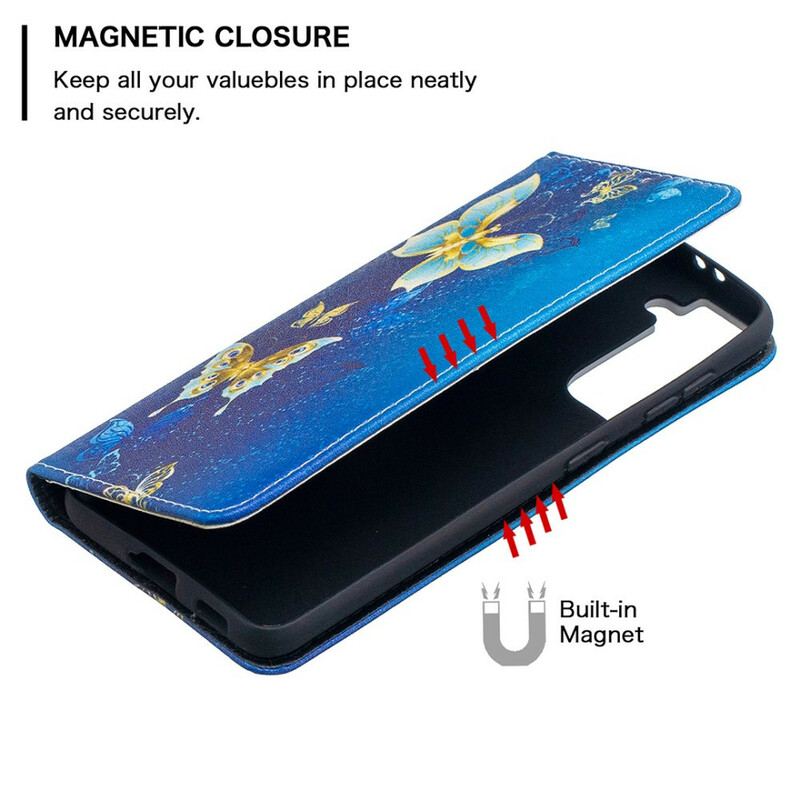 Capa De Celular Para Samsung Galaxy S21 5G Flip Borboletas Coloridas