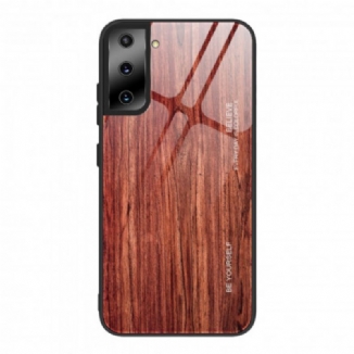 Capa De Celular Para Samsung Galaxy S21 5G Vidro Temperado Com Design De Madeira