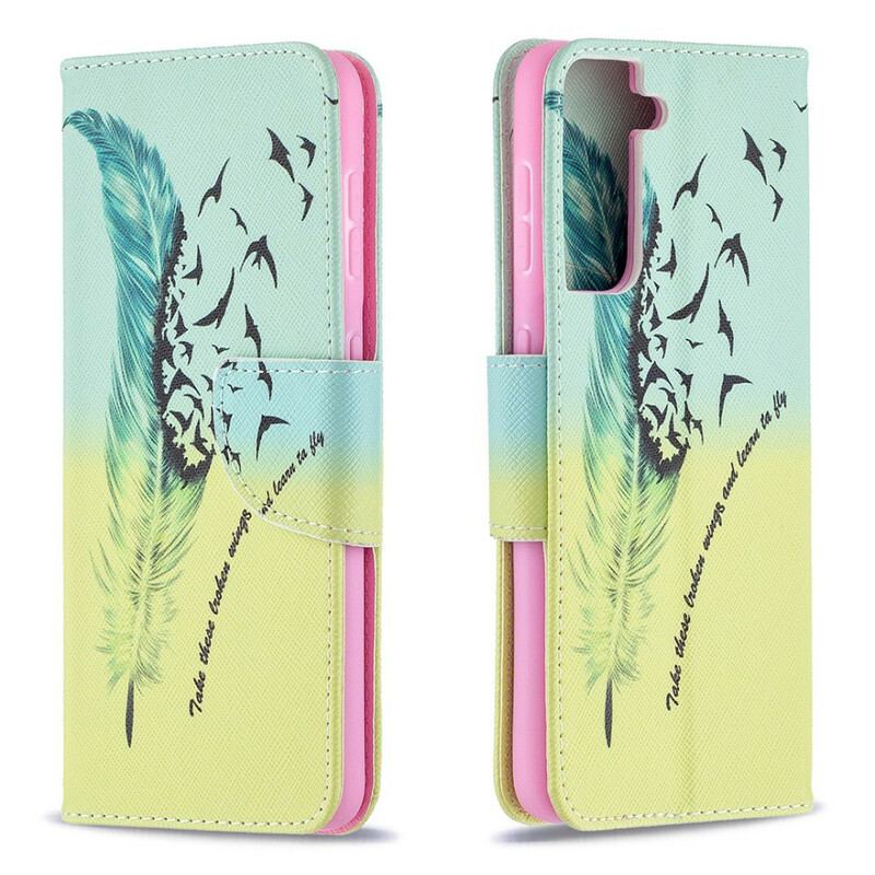 Capa De Couro Para Samsung Galaxy S21 5G Aprender A Voar